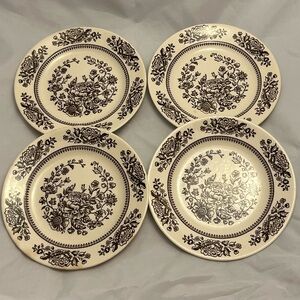 Royal Cavalier Jeannette Sussex Beige Brown Dessert Plate, Set of 4, Vintage GUC